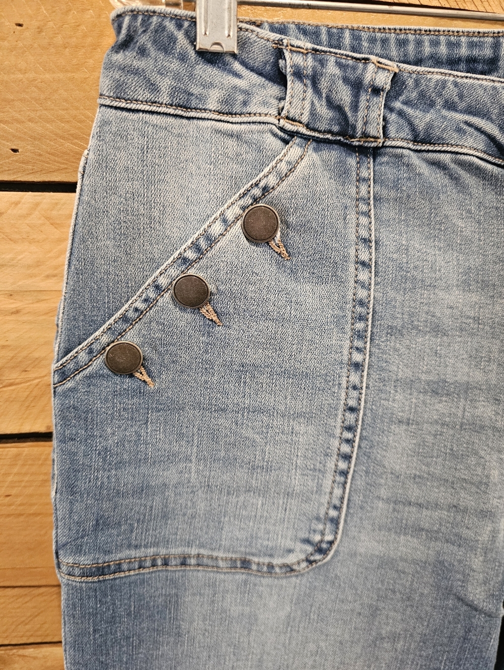 Mason & Belle Faded Light Blue Flare Sailor Jeans size 12/31 - Picture 3 of 7